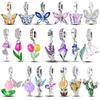 S925 Silver Butterfly Sparkling Flower Iris Tulip Lavender Sunflower Beads Fit Original Bracelet DIY Bead Women Jewelry