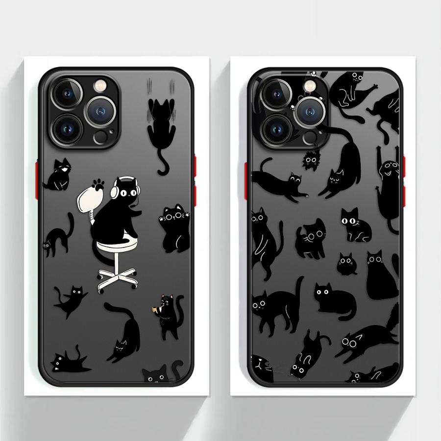 Чехол для iPhone 17 Pro Max 14 15 13 Mini 7 8 SE Air XS XR 16 Plus 12 11 Funda Задняя крышка телефона Милый мультяшный кот