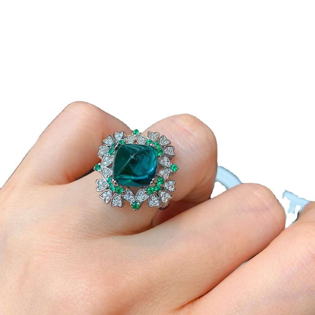 Кольцо с цирконом контрастного цвета, кольцо с микросапфиром и изумрудом, рубином, модное регулируемое кольцо.