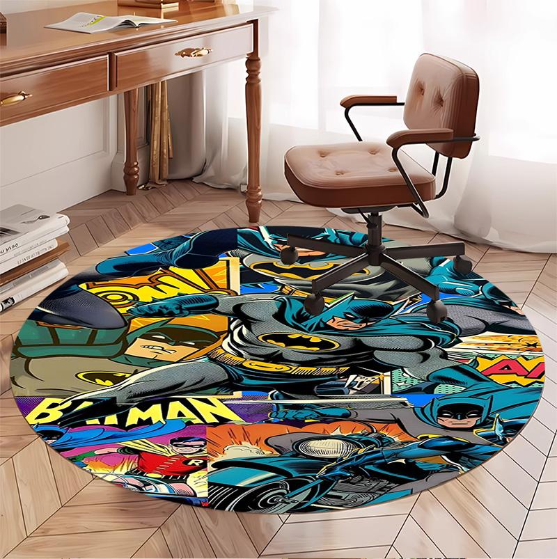 Batman Pattern Round Rug, Indoor/Outdoor Mat, for Picnic, Gameroom, Bedroom, Office, Living Room, Home Decor Carpet, Birthday Gift