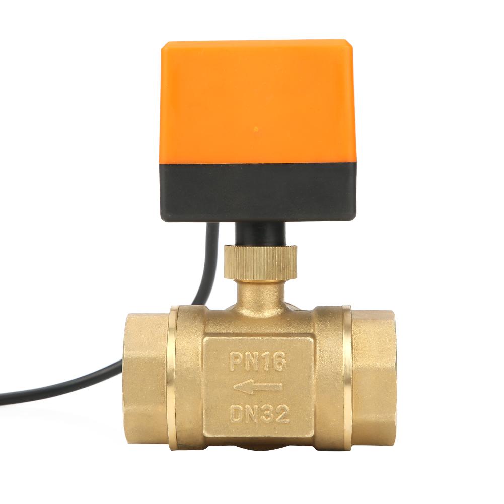 DN32 G1 1 4 Brass 3 Way Motorized Ball Electrical Valve for Air Conditioner DC24V