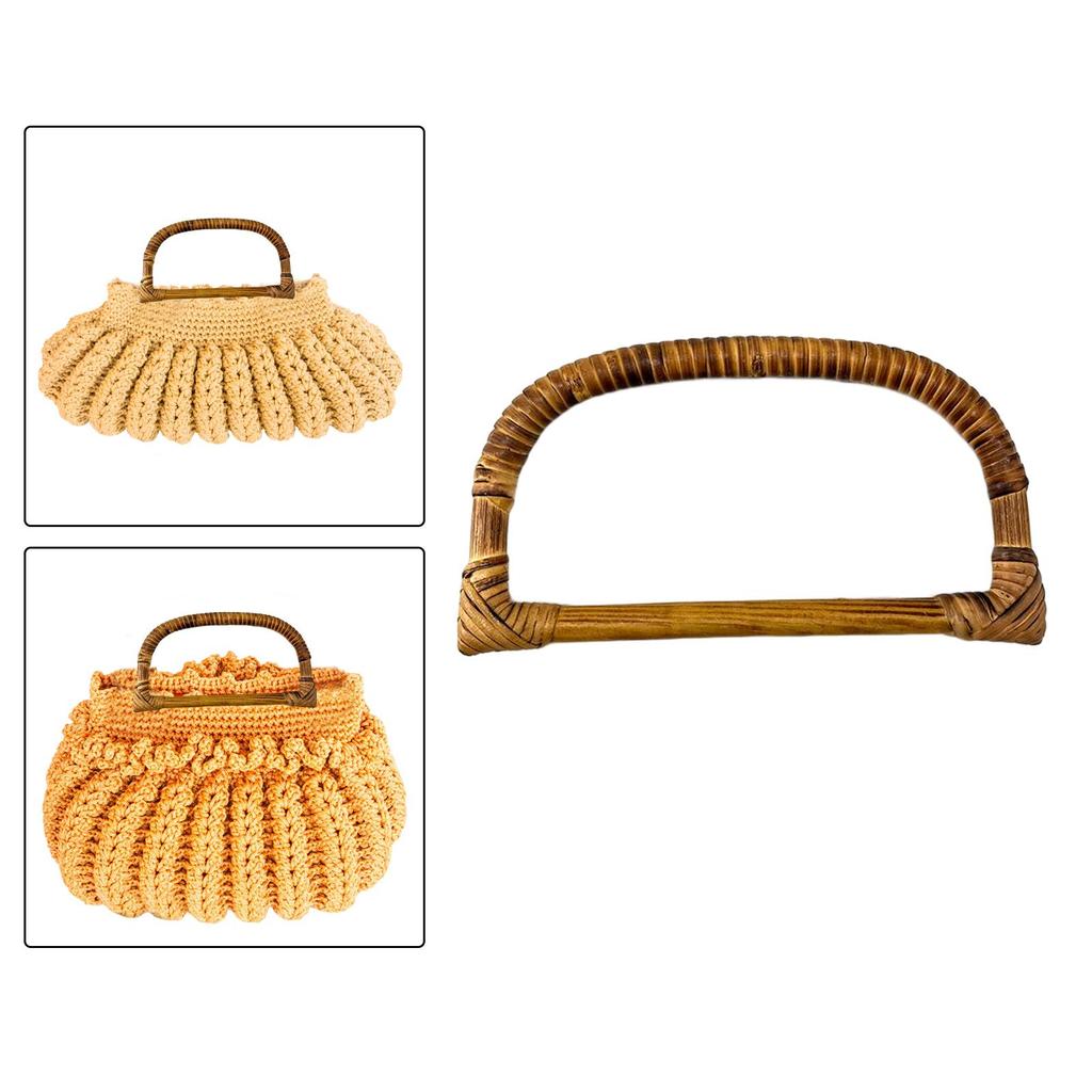 2xBamboo Bag Handle Replacement, Bamboo Handbag Purse Handle, D Shape Purse