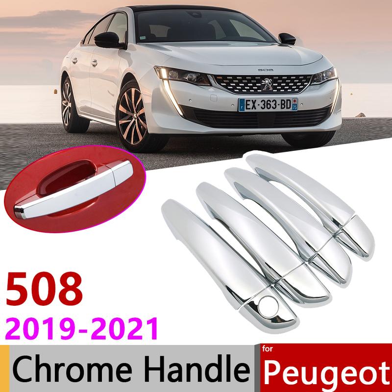 for Peugeot 508 SW ~ Luxuriou Chrome Exterior Door Handle Cover Car Accessories Stickers Trim Set