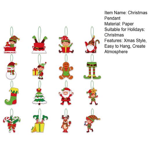 16Pcs Christmas Tree Hangers Xmas Style Easy To Hang Create Atmosphere Festive Santa Claus Decorations Pendant