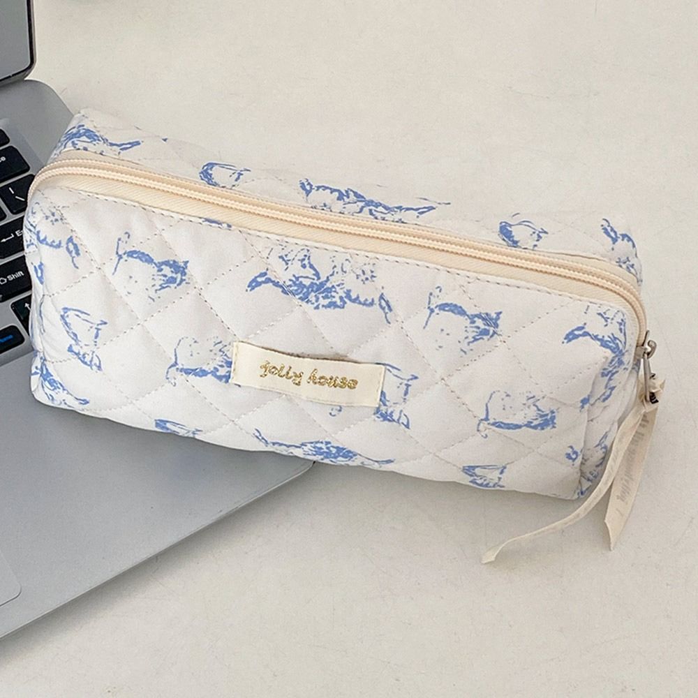 Vintage Fresh Floral Pencil Bags Korean Style Cute Multi-Functional Handbag Student Pencil Cases Stationery Supplies