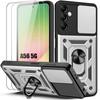 Phone Case - BOOLING - for Samsung Galaxy A56 5G - Silver - Shockproof - Anti-scratch - with 2 Tempered Glasses
