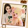 Bear Doll Dreamy Gradient Color Giant Size Girl Plush Toy with Bowknot Decor Valentine Day Home Decor