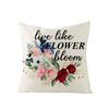 Spring Floral Throw Pillow Cover Polyester Printed Sofa Cushion Cover Blue Truck Bedroom Cushion Cover
