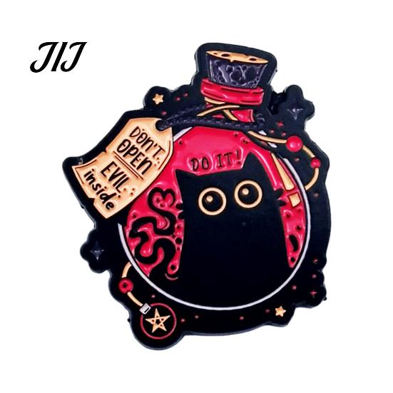 Canvas Bags Brooch Cartoon Black Cat Pin, Enamel Animal Lapel Pin for Collars Decorative Pins Men Women, Badge Clothing Scarves Sweaters Alloy