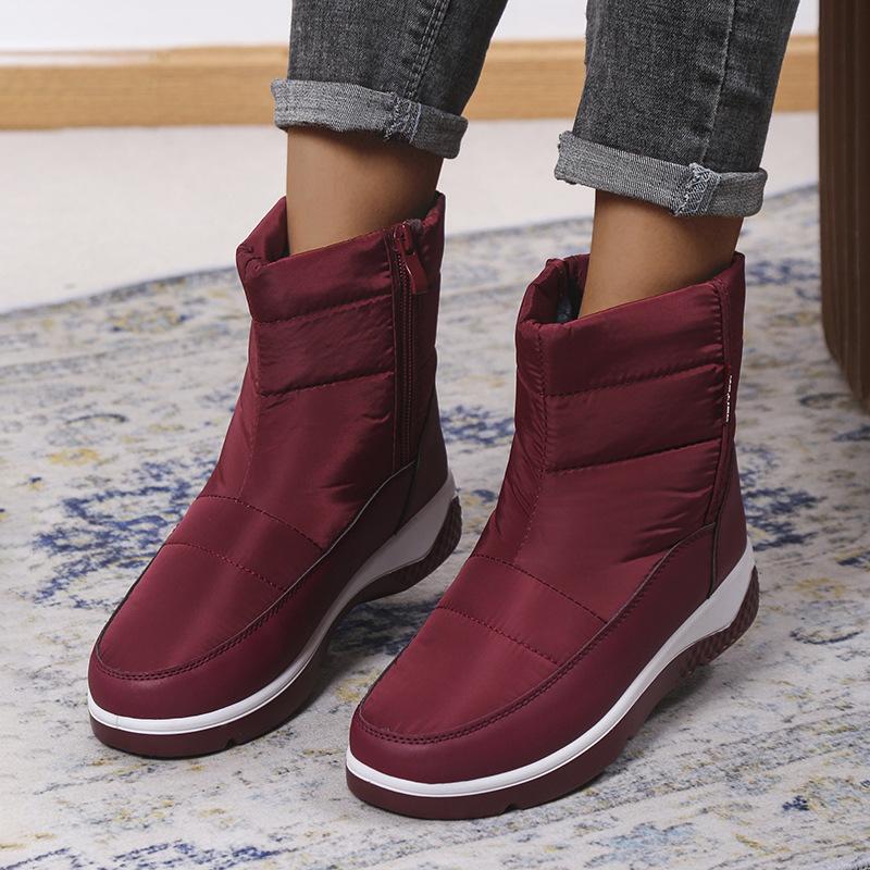 2022 зимние новые теплые зимние ботинки с боковой молнией, короткая трубка, однотонная непромокаемая хлопковая обувь