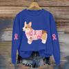 Breast  Sweatshirts For WomenRibbon Breast  Shirt Cute Dog Graphic  Long Sleeve Tops