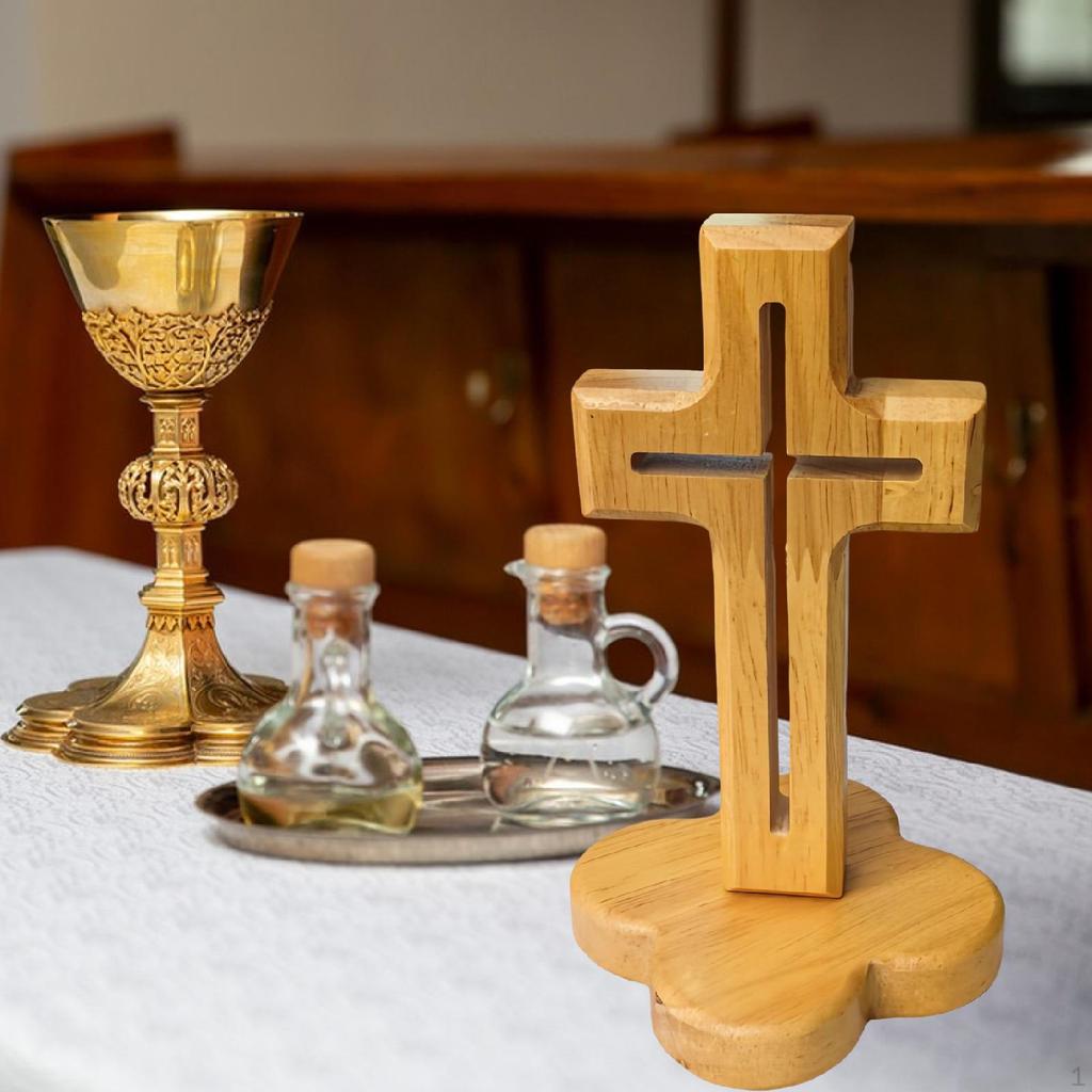 Decorative Wood with Base, Wooden Crucifix of Saint Jesus for Weddings