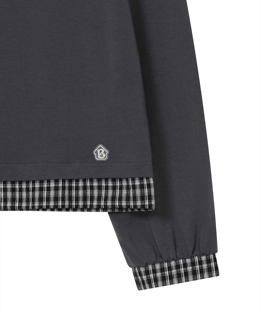 BAUF Check Henley Neck Long Sleeve [Charcoal]