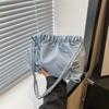 Trendy Ruched Faux Leather Bucket Bag for Women, Fashion Chain Shoulder Crossbody Hobo Purse, Casual Chic Handbag