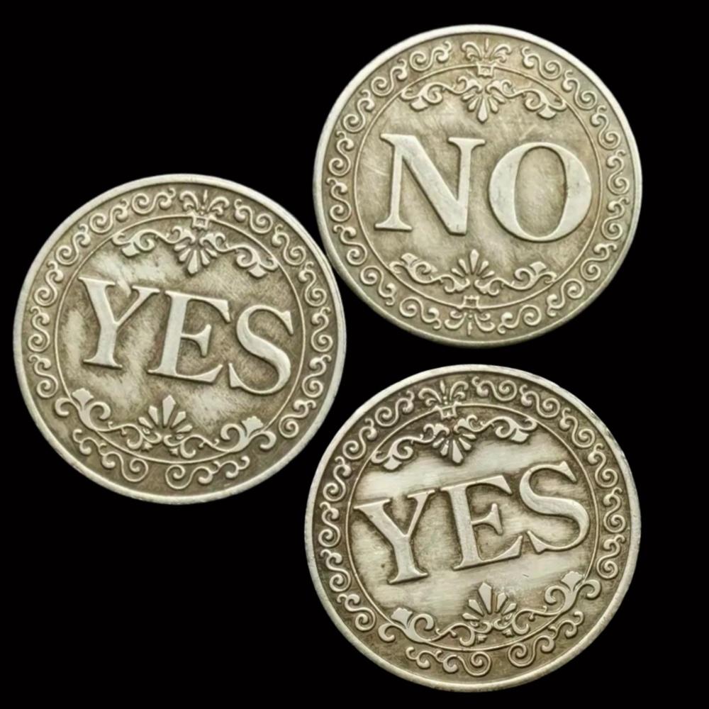 Монета для принятия решений «да или нет», винтажный стиль, двухсторонняя счастливая монета, коллекционная ретро-копия для домашнего декора, уникальный металлический подарок
