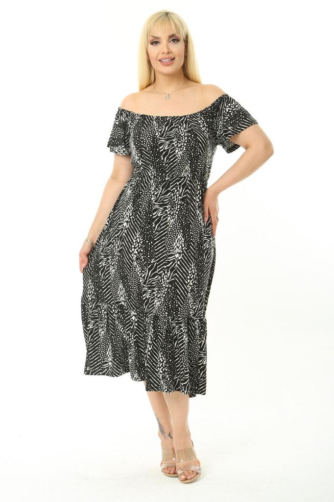 Женское платье большого размера Платье Мадонны с воротником и ремнем в симметричную полоску