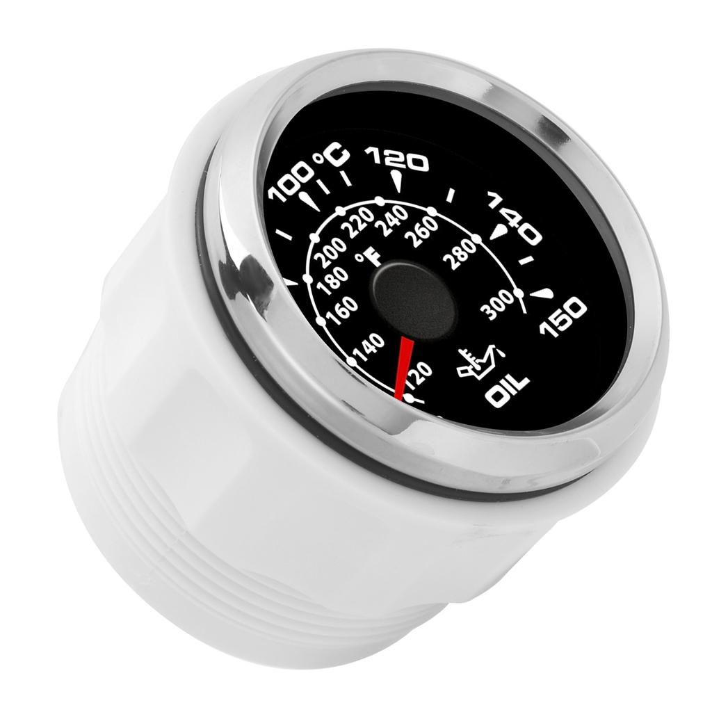 2in Digital Oil Temperature Gauge 361‑19Ohm 50‑150 celsius  Display 8 Colors Backlight Black Dial Silver Bezel