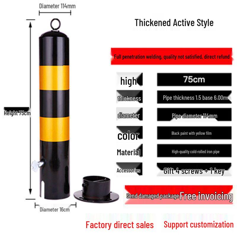 Reflective Steel Anti-Collision Post: Removable Ground Pile for Road Block Isolation and Parking Safety