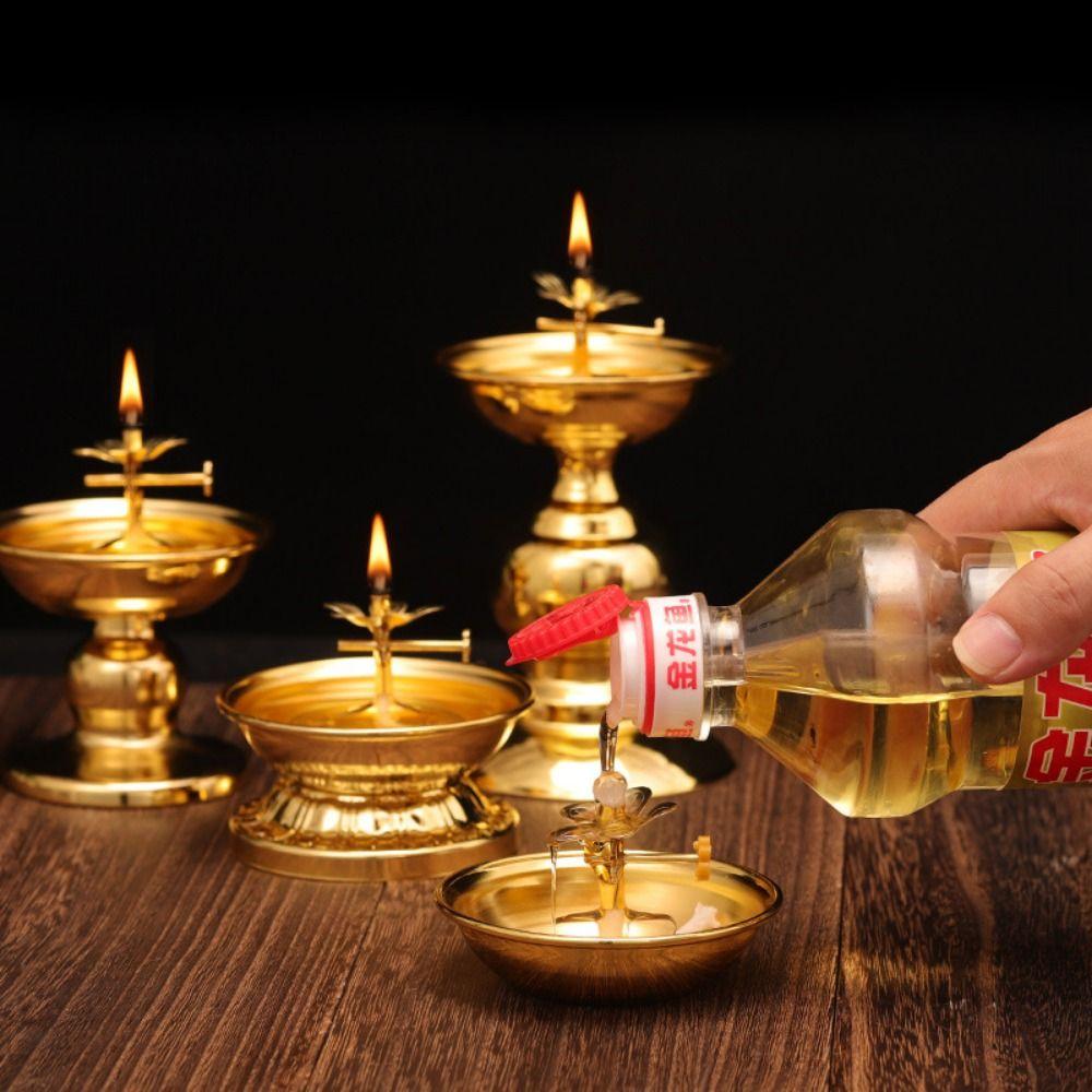 Exquisite Zinc Zinc Alloy Oil Lamp Anti-slip Oil Dish Ornaments Vintage Butter Lamp Holder  Household