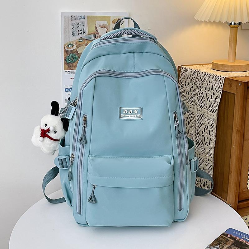 Simple Large Capacity Backpack With Solid Color And Letter Design For Daily