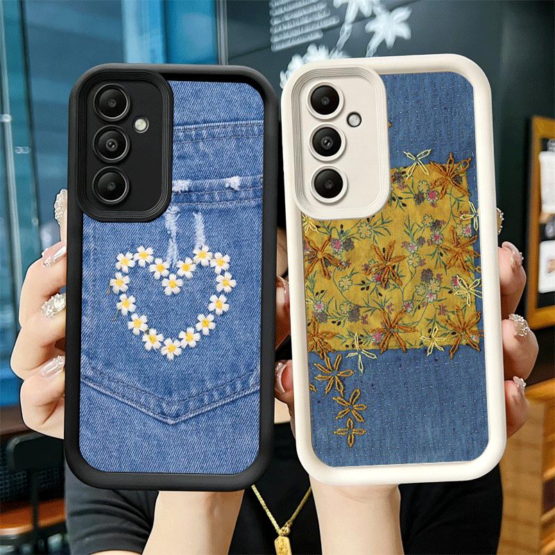 Чехол для телефона Samsung Galaxy A17 A16 A15 A14 A13 Ретро-узор из денима A56 A36 A26 A55 A35 A25 A54 A34 A24 A53 A33 A23 A07 A06