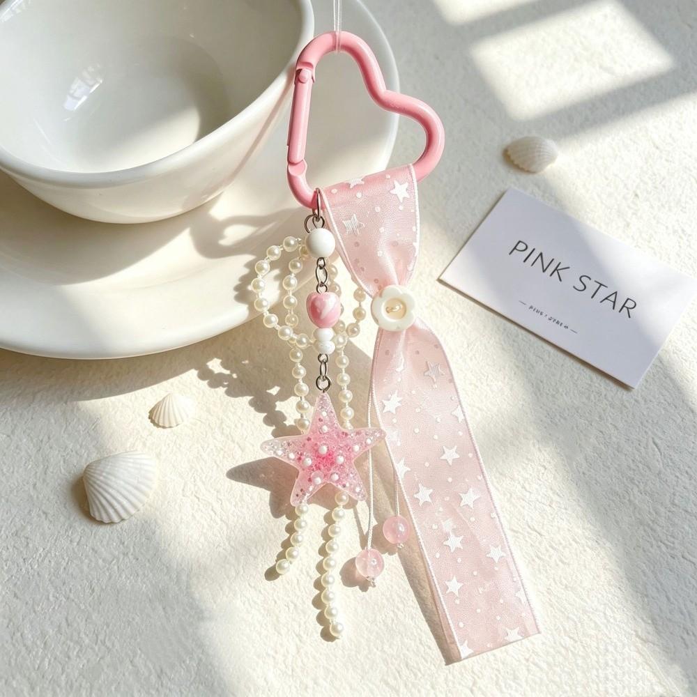 Glitter Resin Phone Charms Heart Shape Keychain Bag Pendant Key Ring Beach Vacation