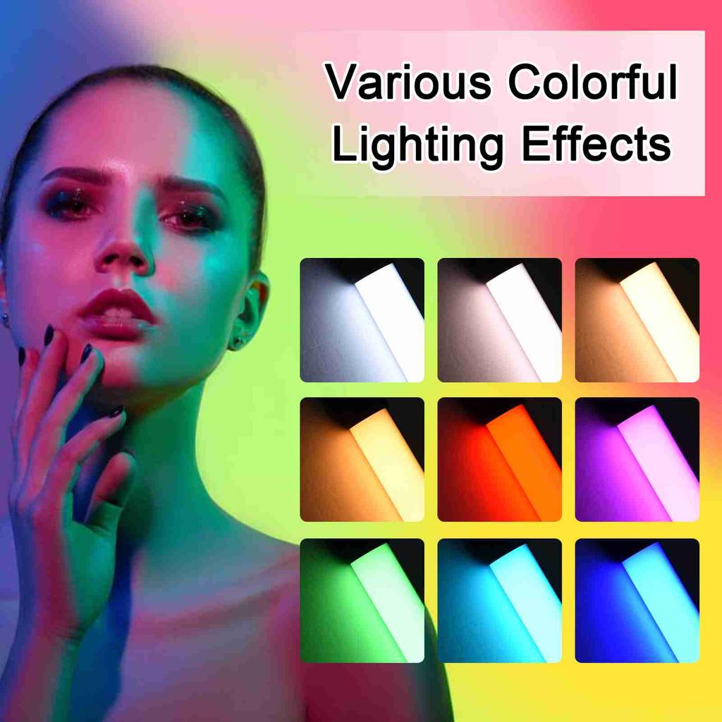 Handheld RGB Light Tube LED Video Light Wand 2500KCelsius5500KCelsius9900K Dimmable 7 Colorful Light Effects Built in Battery for Vlog Live Streaming