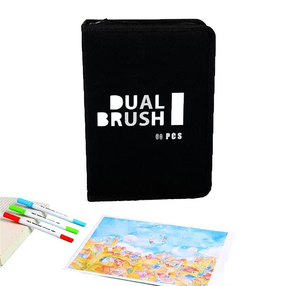 Набор двусторонних акварельных ручек на водной основе с цветным тонким линером и мягким наконечником