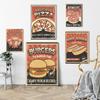 Винтажная еда Пицца Бургер Хот-доги Попкорн Пончики Настенный арт-постер Скандинавский современный домашний декор Ресторан Кухня Магазин Распечатать изображение