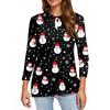 Women's Fashion Casual Lapel Short 3/4 Sleeve Christmas Print Shirt Women's Button Up Tops