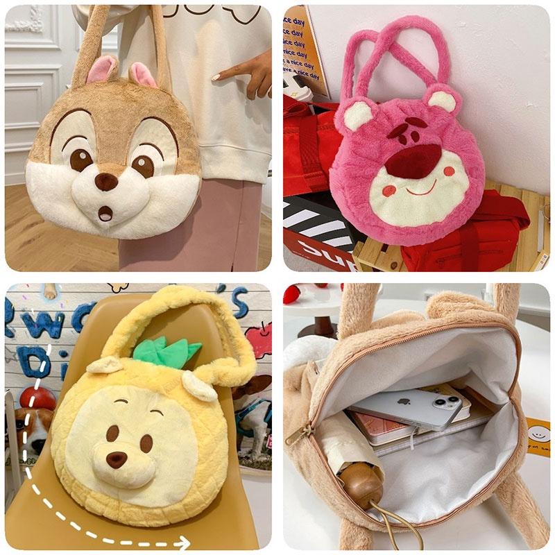Pineapple Pup And Strawberry Bear Plush Cartoon Shoulder Bag Large Capacity Tote For Everyday Use