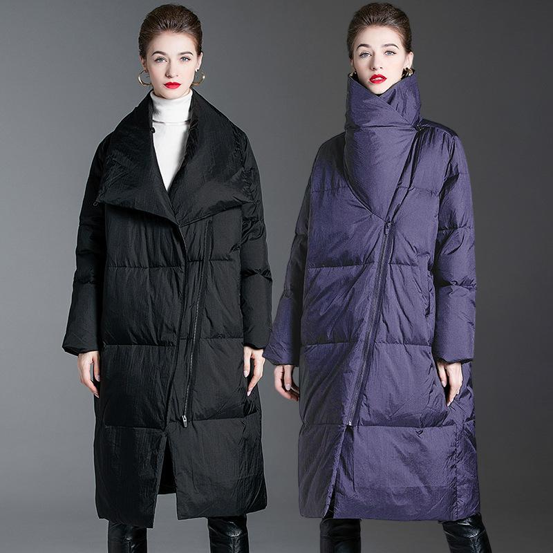 Autumn and winter new down jackets for women's long high-necked straight thin warm jackets thickened white duck down thickened for women