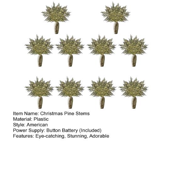 10 шт. Рождественские ветки сосны Норфолк с подсветкой, предварительно освещенные искусственные сосновые стебли для DIY венков, наполнители для ваз, внутренний и наружный декор