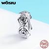 100% 925 Sterling Silver Vintage Rose Spacer Stopper Beads Fit Wostu Original DIY Bracelet