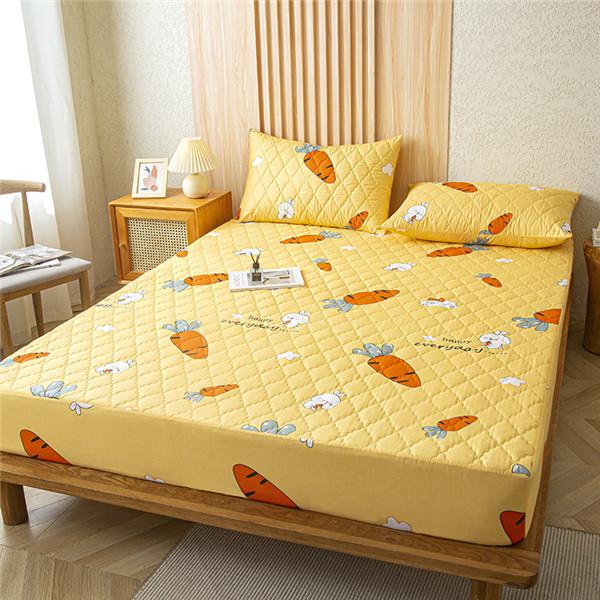 Waterproof Quilted Fitted Sheet Washable Bed Cover Queen Breathable Bedcloth Bedspread Bed Protector Pad (No Piollowcase)