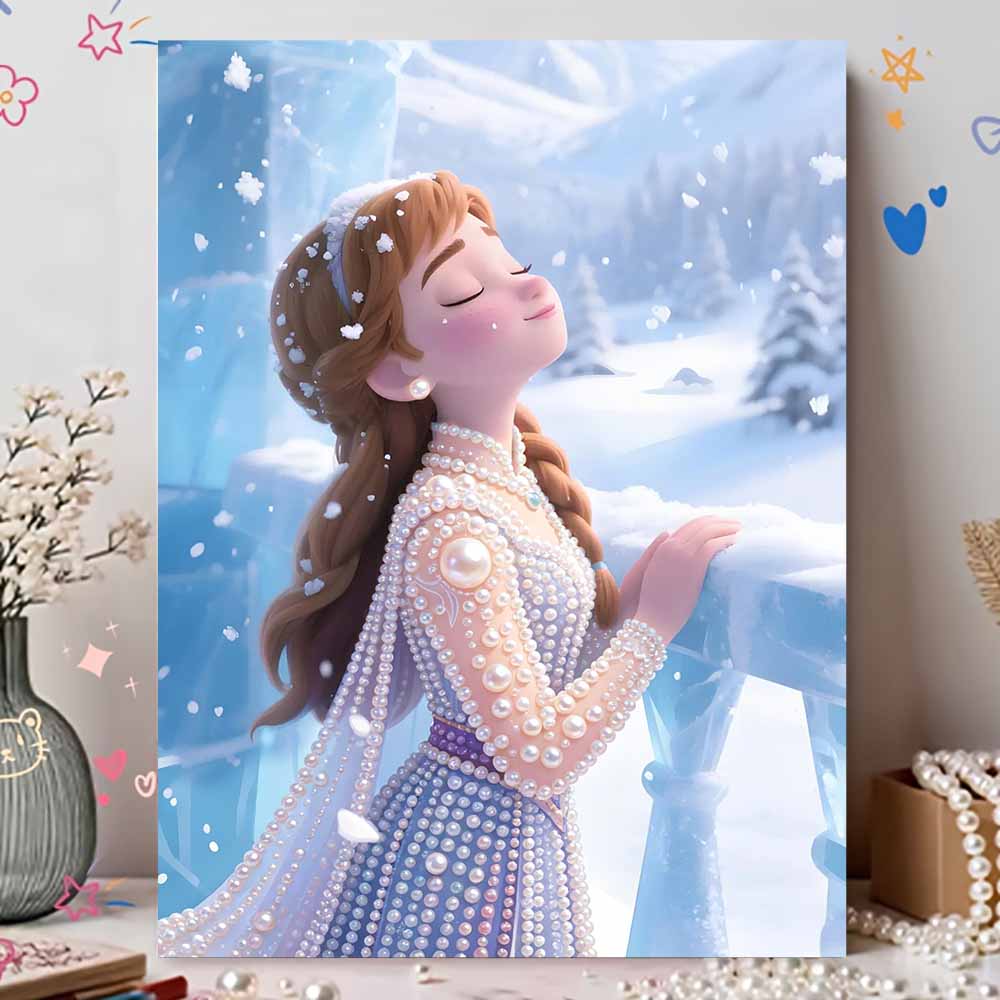 Disney Жемчужная живопись Портрет Анны из "Холодного сердца" для начинающих и взрослых, Набор для жемчужной алмазной живописи своими руками для украшения стен дома, Подарки