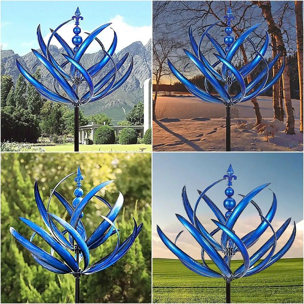 Wind Spinner Metal Windmill 3D Wind Powered Kinetic Sculpture Lawn Metal Wind Solar Spinners Yard and Garden Decor