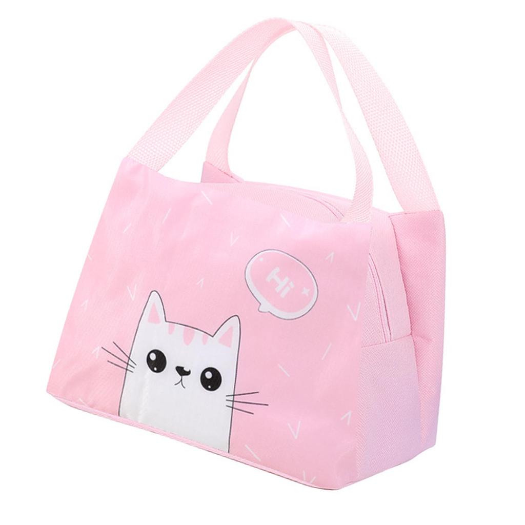Lunch Bag Insulated Aluminum Foil Large Capacity Handheld Portable Cute Cartoon Cat