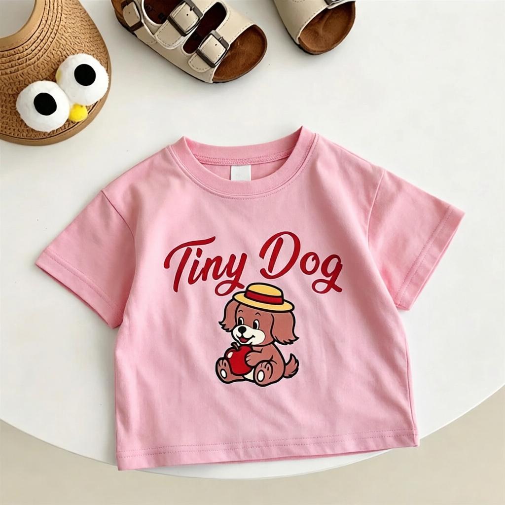 Pink Purple Tshirt For Boys And Girls Shortsleeved Tops New Design Tees Round Neck Base Shirt Toddler Loose Casual Clothing