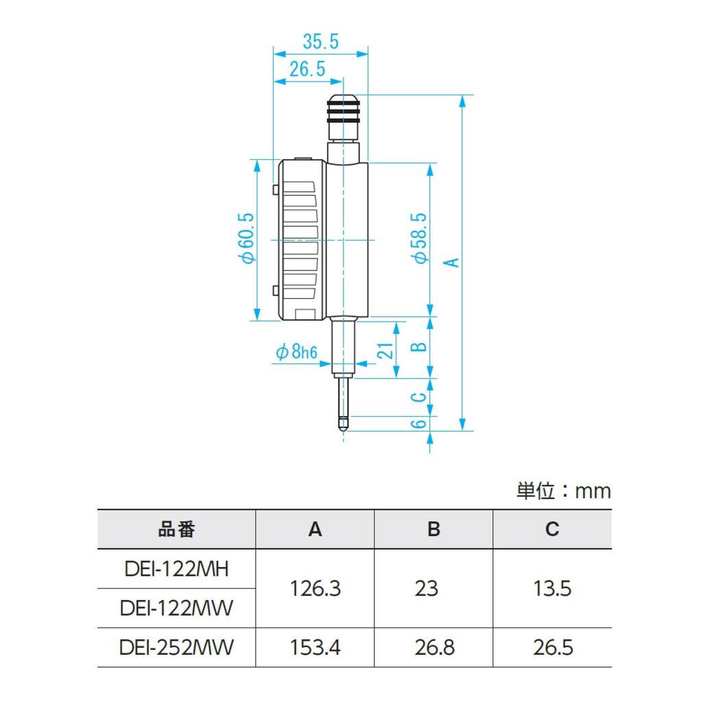 Цифровой индикатор Niigata Seiki SK×Mahr S line 12,5 мм Значение отсчета 0,0005 мм DEI-122MW