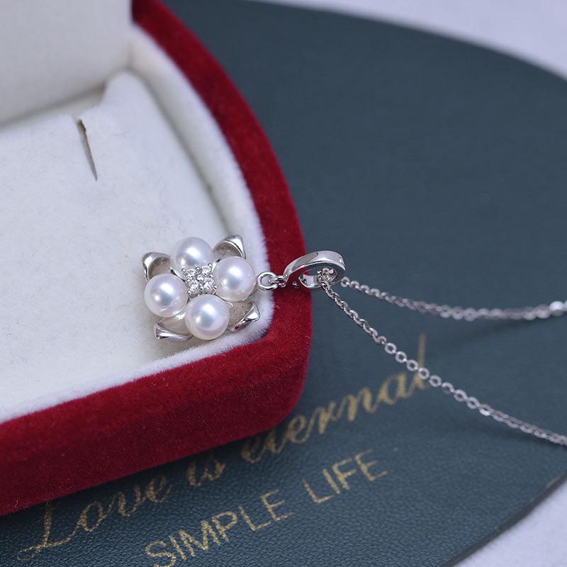 Подвеска-колье с жемчугом из пресной воды 5-6 мм с высокой степенью блеска на серебряной цепочке S925