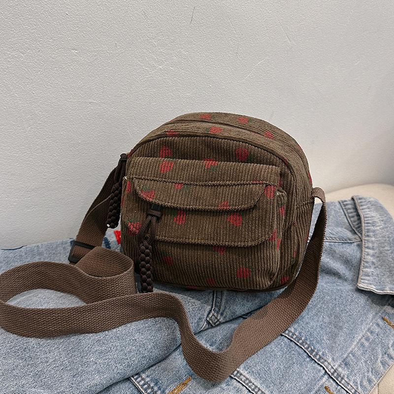 Маленькая квадратная сумка с принтом из вельвета, летняя, новая, через плечо, сумка из холщовой ткани клубничного цвета, повседневная, простая, модная сумка