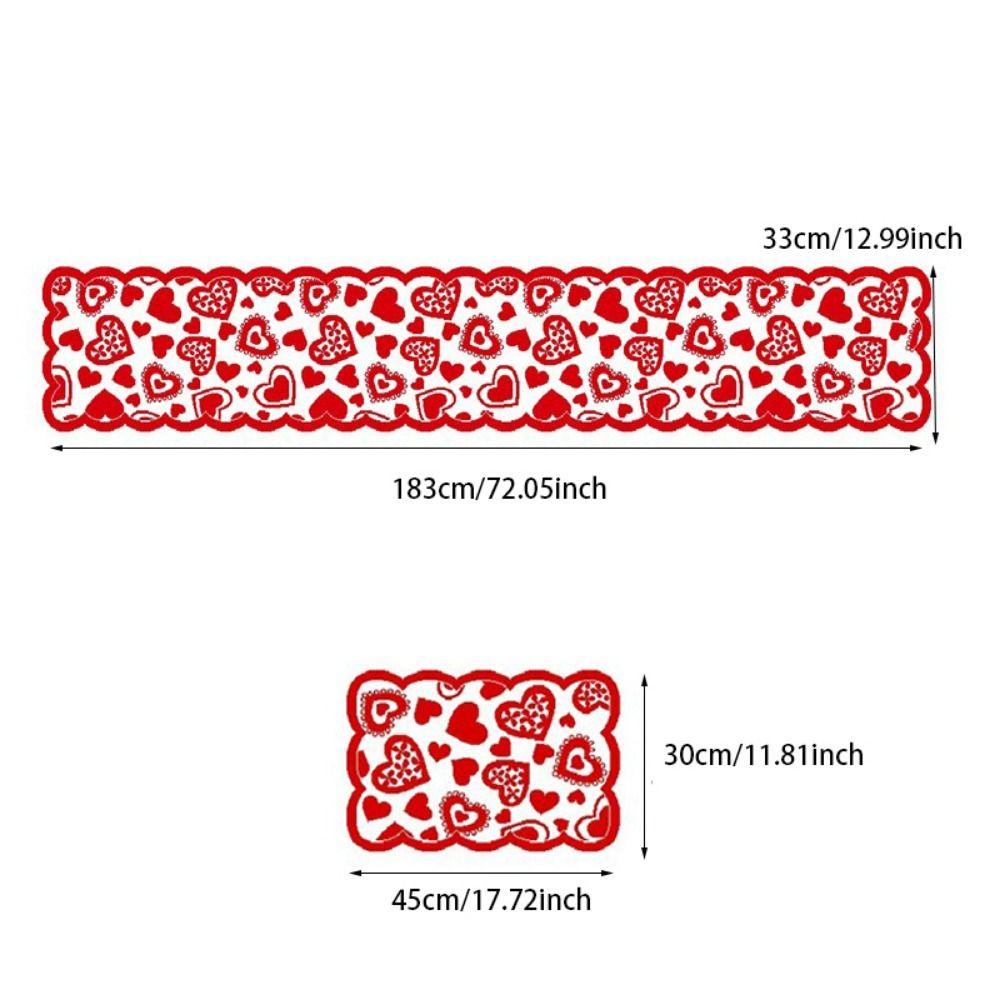 Rectangular Heart Shaped Table Runner Valentines Day Tableware Placemat Desk Decoration