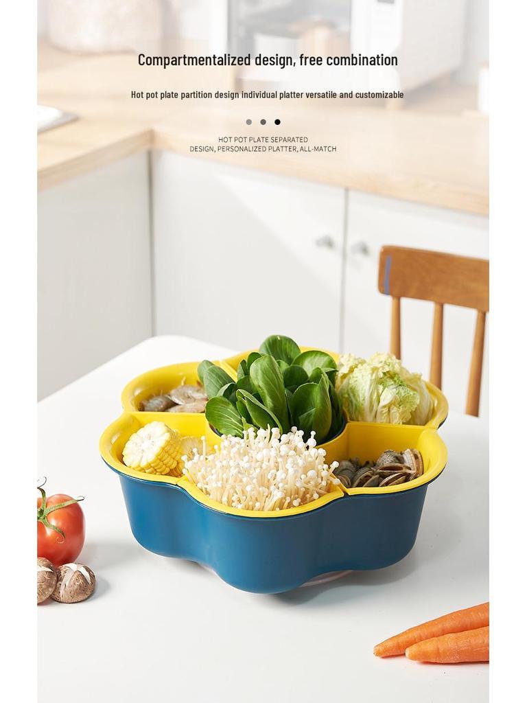 Multi-Functional Rotating Flower-Shaped Hot Pot and Vegetable Drain Basket
