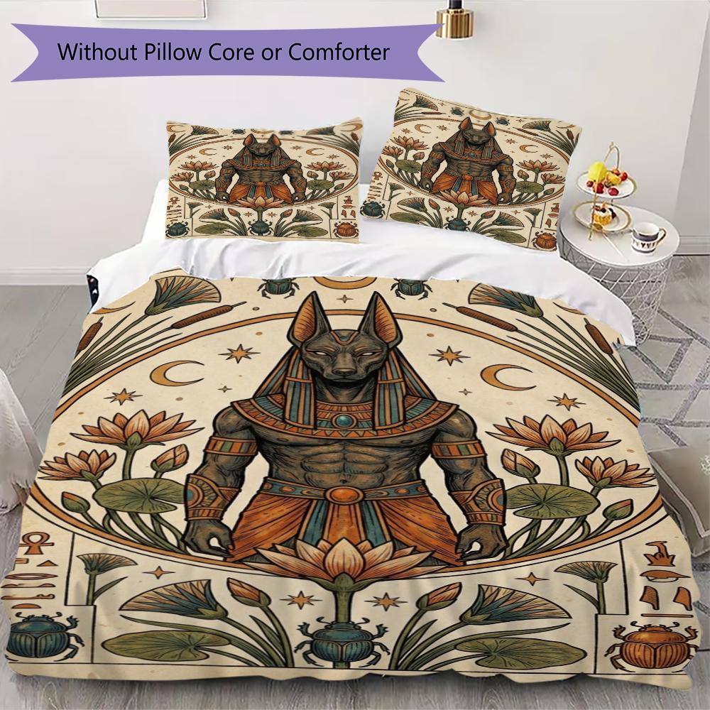 Anubis Pattern Bedding uilt Set uilt Cover Pillowcase Home Decoration Birthday Gift (1 * duvet cover + 2 * pillowcase without core)88