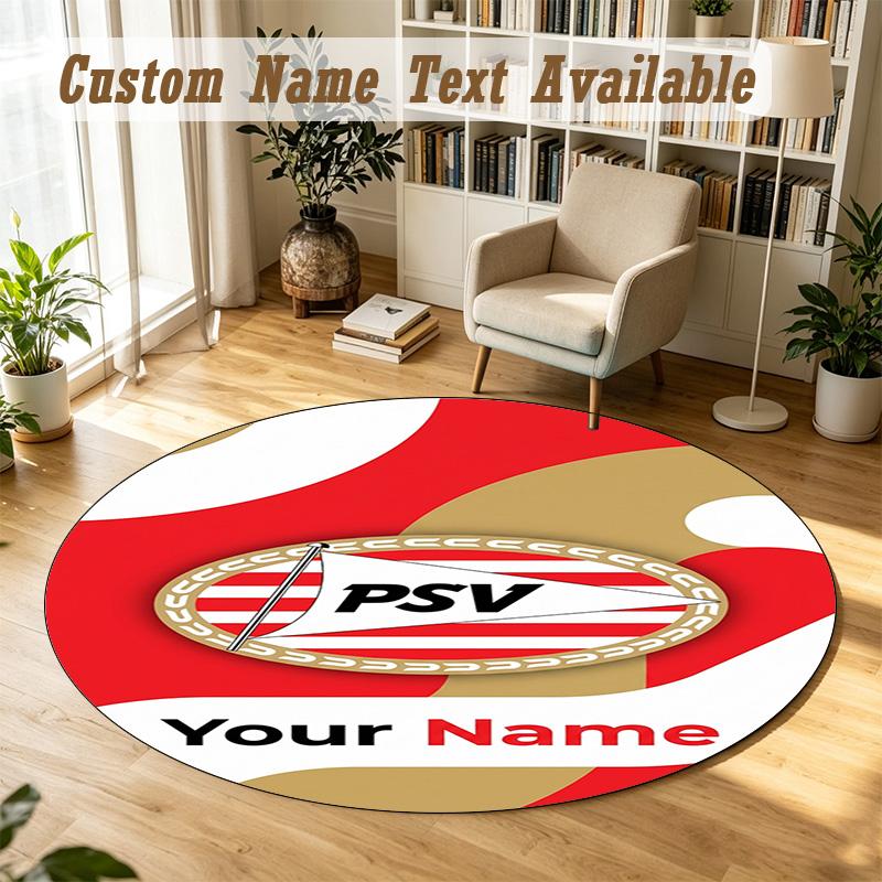 Round Rug Custom NamePSV Eindhoven FC Pattern Non Slip Carpet Home Floor Decor