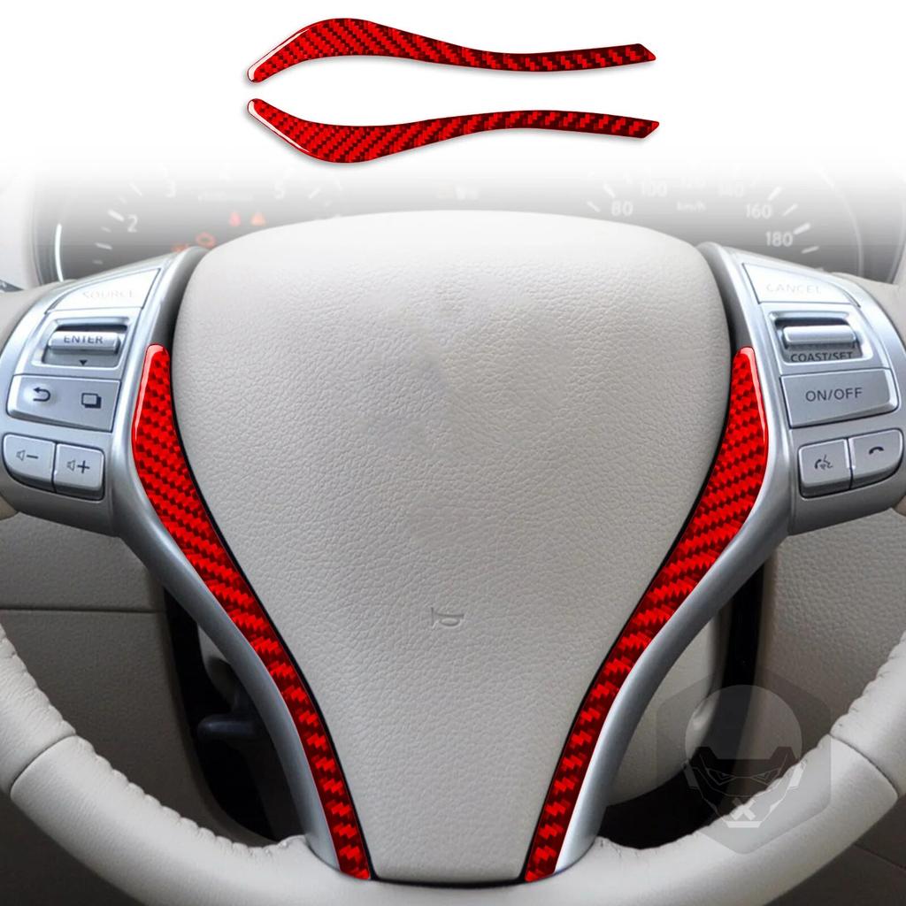 For Nissan X-Trail Rogue T32 2013- Accessories Carbon Fiber Interior Car Steering Wheel Panel Trim Sticker Decoration