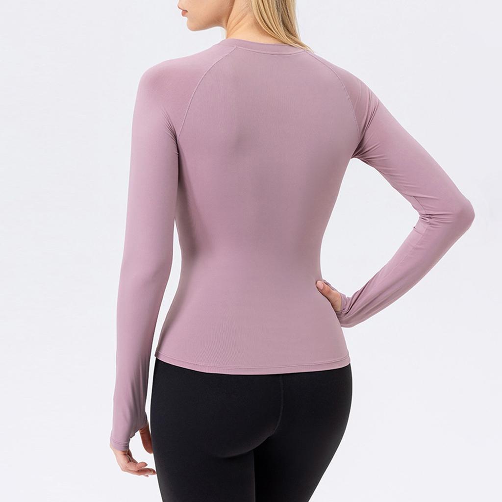 Women's Yoga Wear Long Sleeve Cool Breathable Sports T-shirt Running Fitness Top Anti-ultraviolet