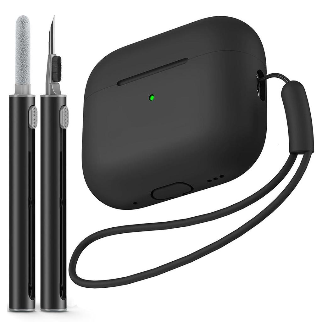 Силиконовый чехол для AirPods Pro 2 с чистящим карандашом и карабином