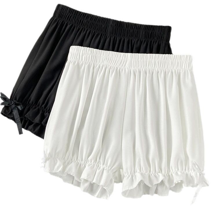 Women Fashion Black White Soft Women's Bloomers Maid Ruffle Pumpkin Pants Shorts Comfortable